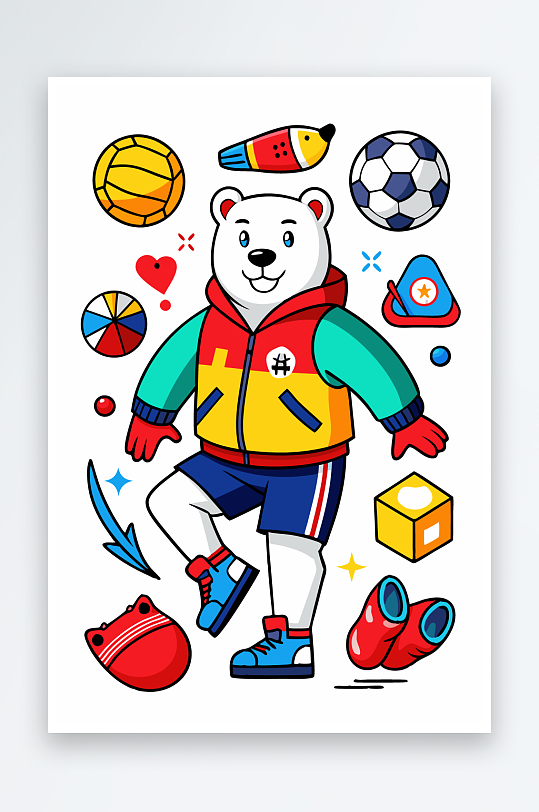 北极熊矢量插画图形元素-众图网