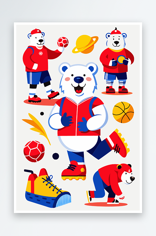 北极熊矢量插画图形元素-众图网