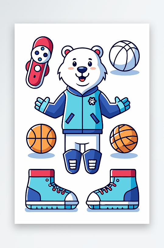 北极熊矢量插画图形元素-众图网