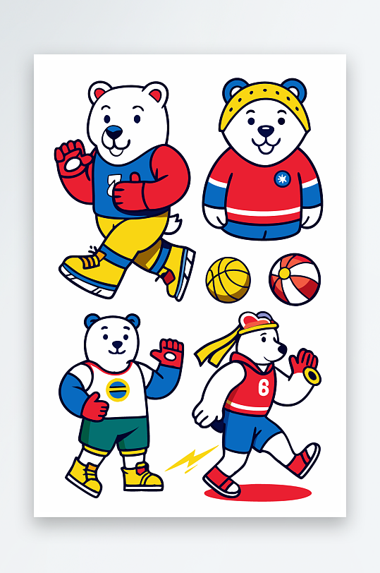 北极熊矢量插画图形元素-众图网