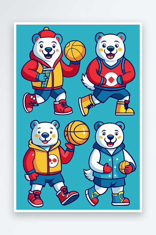 北极熊矢量插画图形元素-众图网