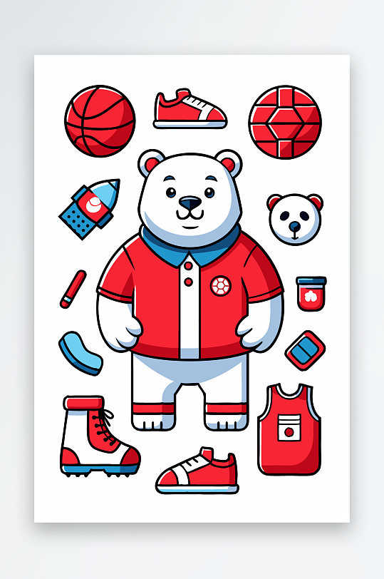 北极熊矢量插画图形元素-众图网