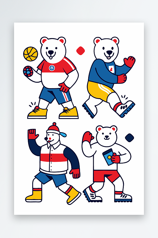 北极熊矢量插画图形元素-众图网