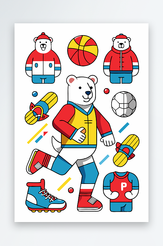 北极熊矢量插画图形元素-众图网