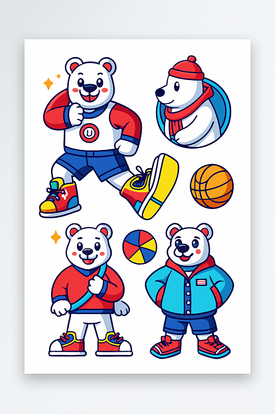 北极熊矢量插画图形-众图网