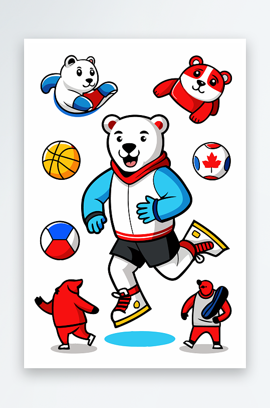 北极熊矢量插画图形元素-众图网