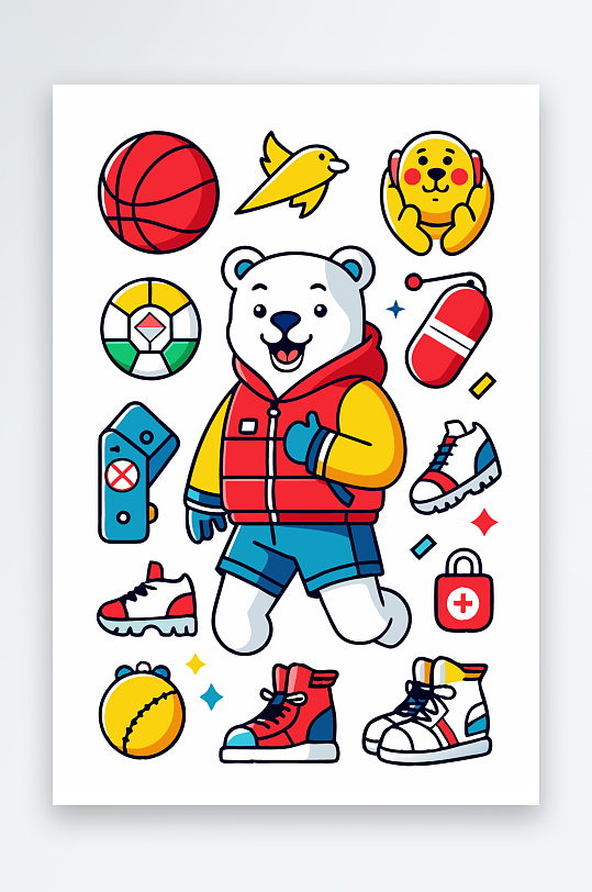 北极熊矢量插画图形元素-众图网