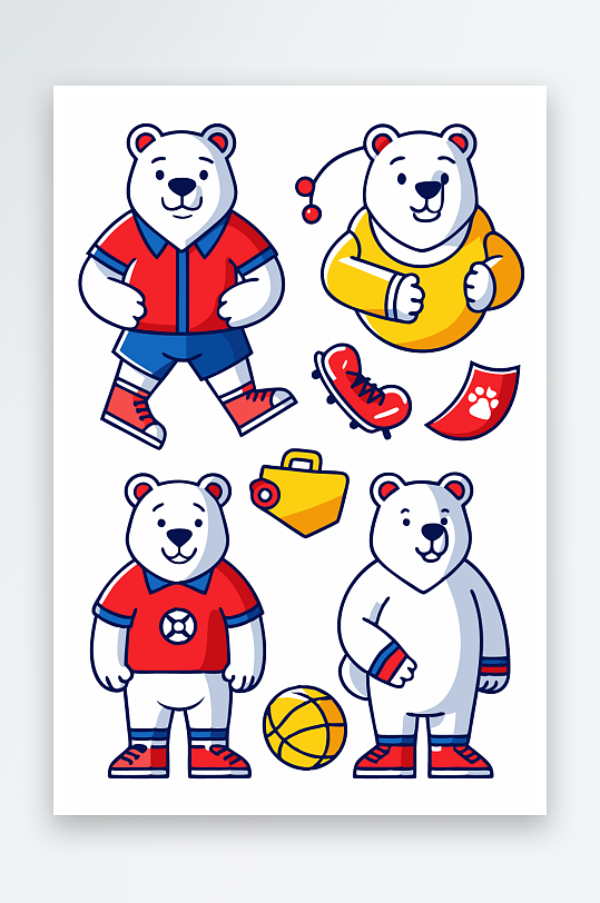 北极熊矢量插画图形元素-众图网