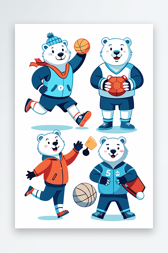 北极熊矢量插画图形元素-众图网