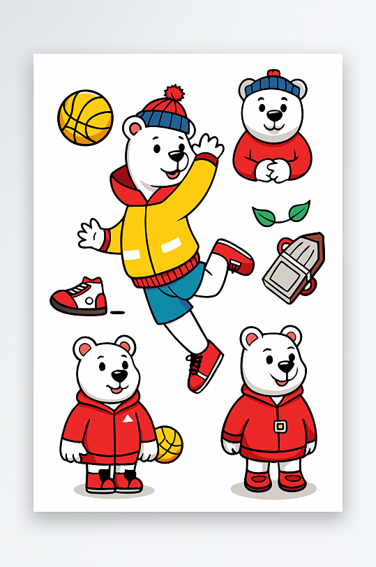 北极熊矢量插画图形元素-众图网