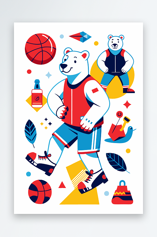 北极熊矢量插画图形元素-众图网