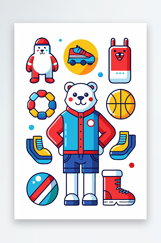 北极熊矢量插画图形元素-众图网