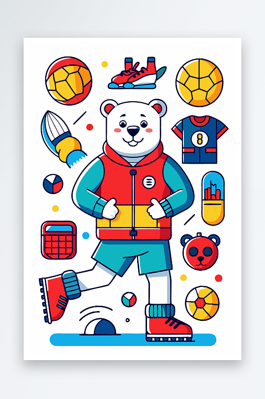 北极熊矢量插画图形元素-众图网