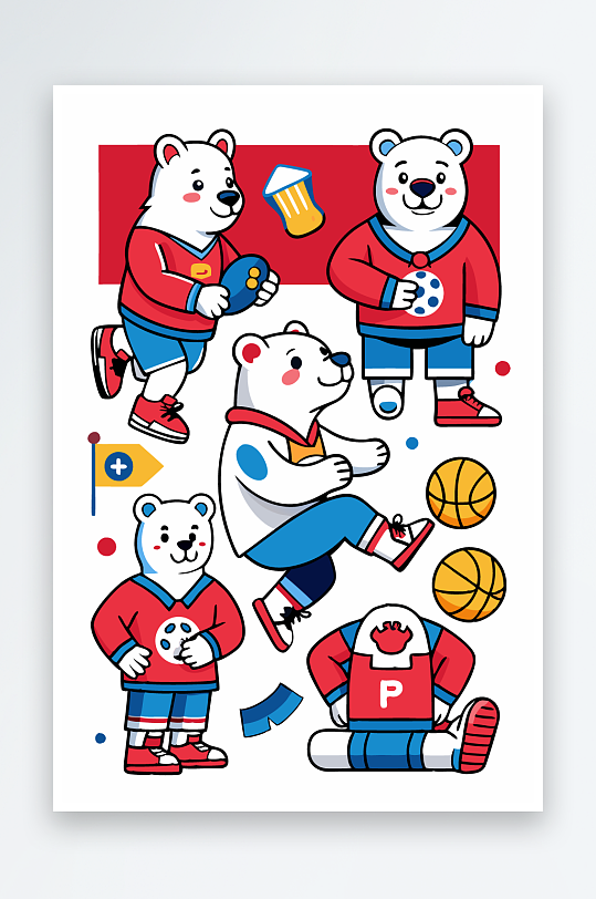 北极熊矢量插画图形元素-众图网