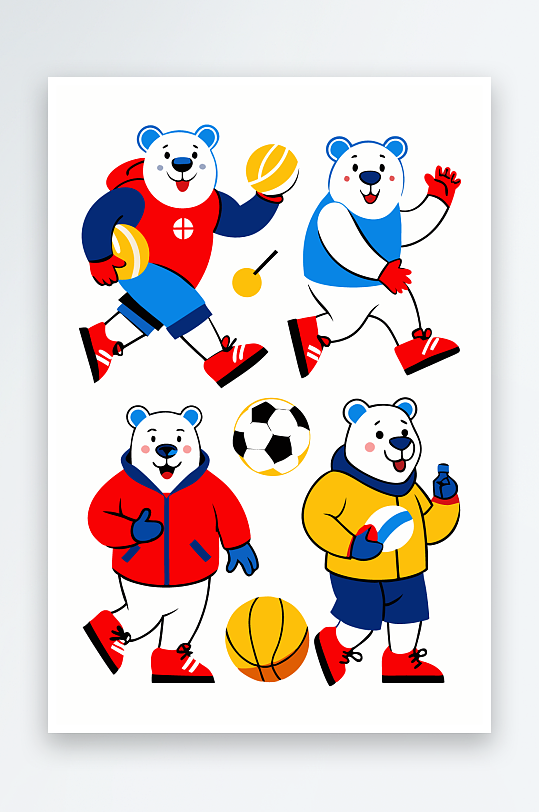 北极熊矢量插画图形元素-众图网