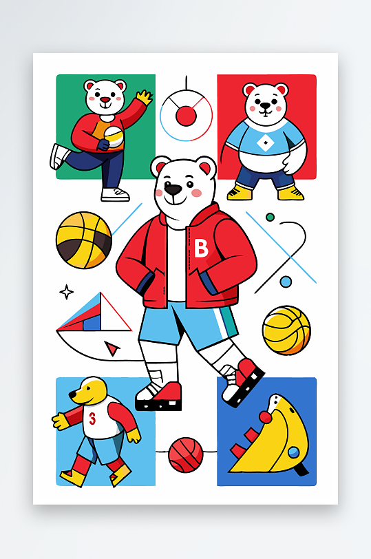 北极熊矢量插画图形-众图网