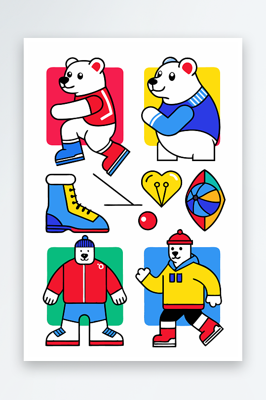 北极熊矢量插画图形-众图网