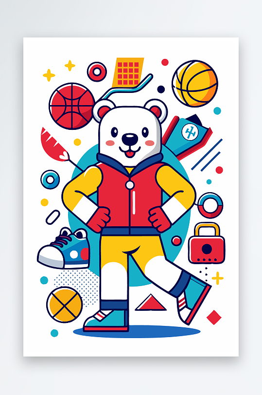 北极熊矢量插画图形元素-众图网