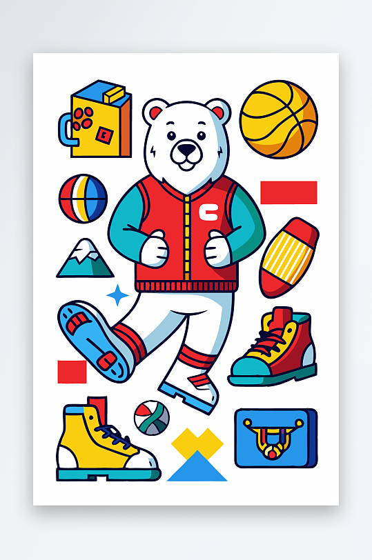 北极熊矢量插画图形元素-众图网