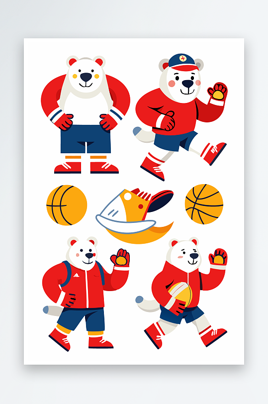 北极熊矢量插画图形元素-众图网