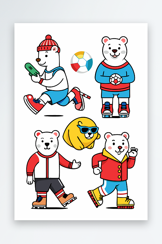 北极熊矢量插画图形元素-众图网