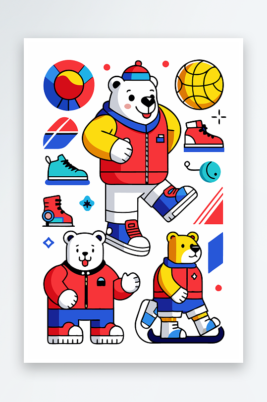 北极熊矢量插画图形-众图网