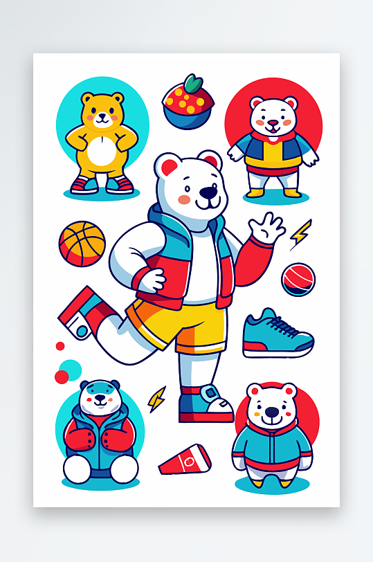 北极熊矢量插画图形-众图网