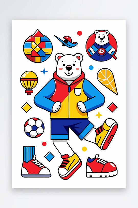 北极熊矢量插画图形元素-众图网