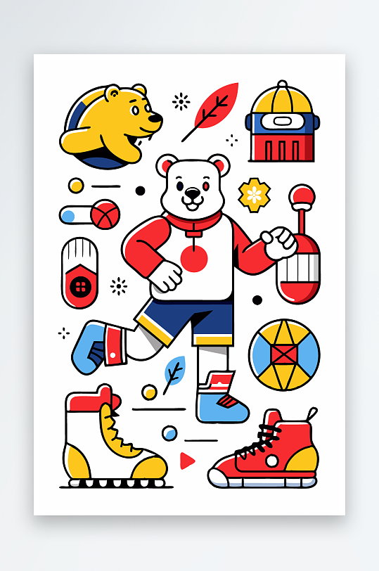 北极熊矢量插画图形元素-众图网