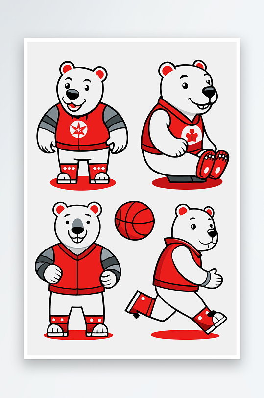 北极熊矢量插画图形元素-众图网