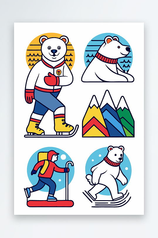 北极熊矢量插画图形元素-众图网