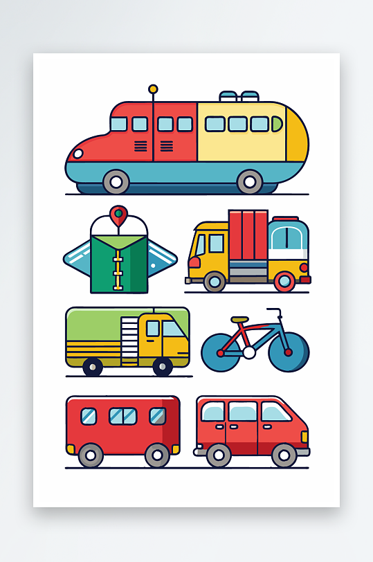 交通工具图标插画-众图网