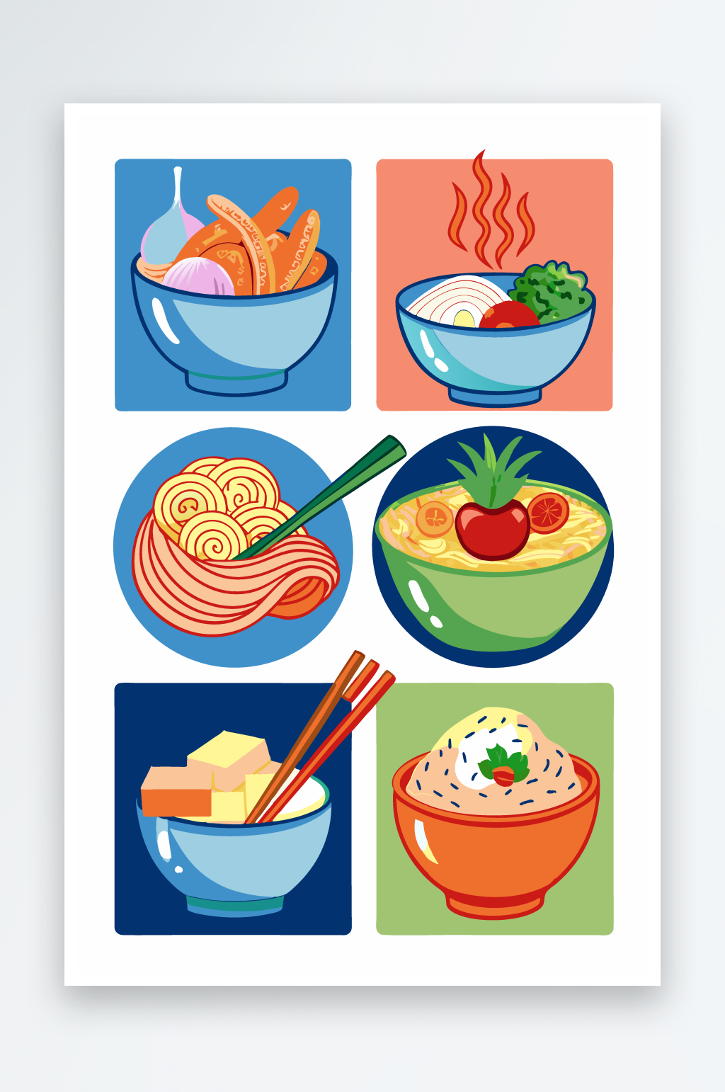面食美食矢量插画元素素材