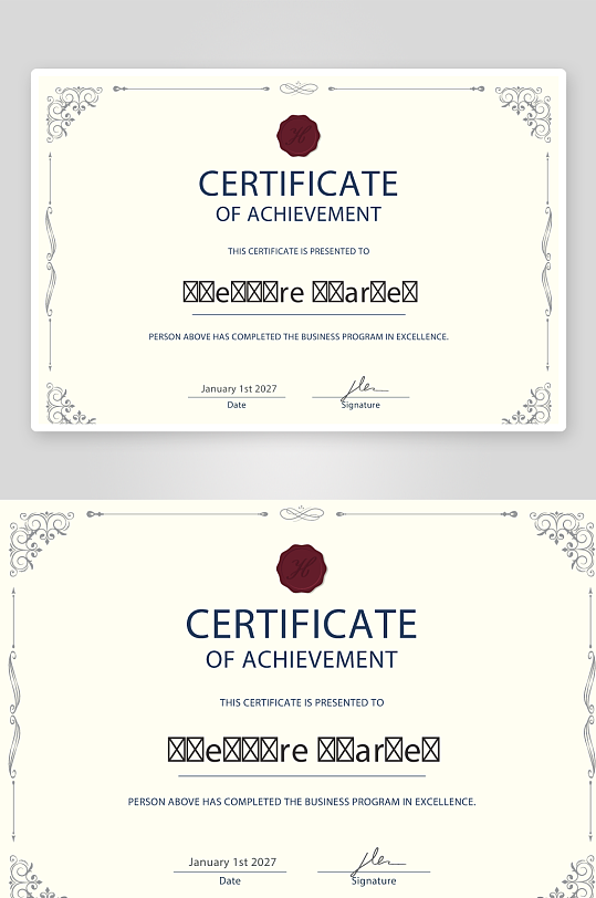 矢量花纹花边证书模板素材-众图网