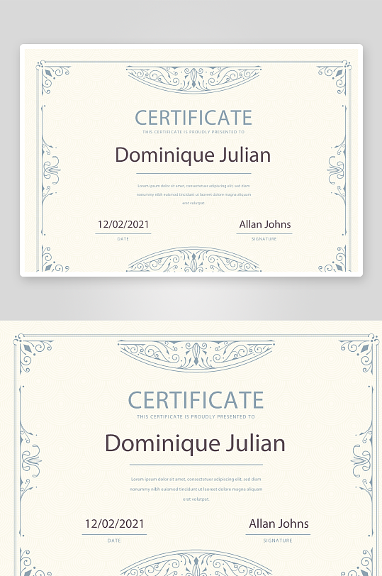 矢量花纹花边证书模板素材-众图网