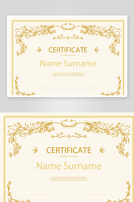 矢量花纹花边证书模板-众图网