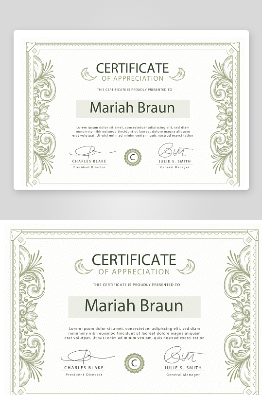 矢量花纹花边证书模板-众图网