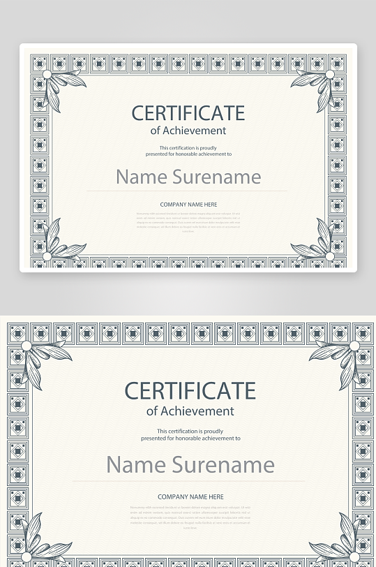 矢量花纹花边证书模板-众图网