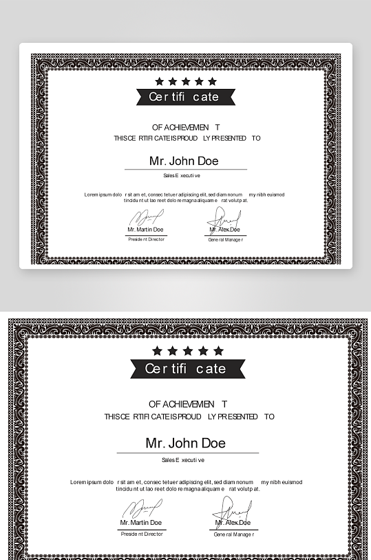 矢量花纹花边证书模板-众图网