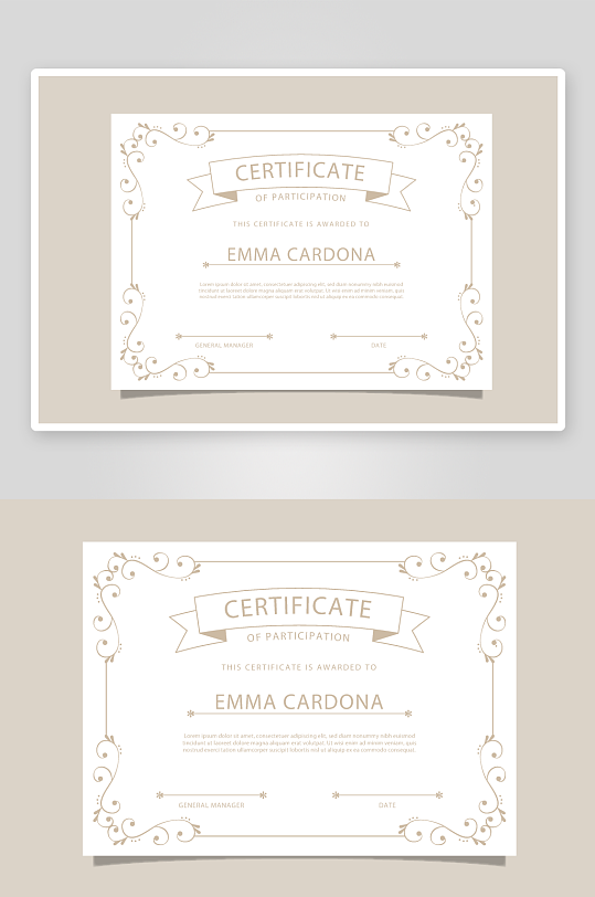 矢量花纹花边证书模板-众图网