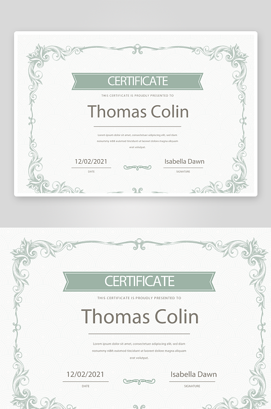 矢量花纹花边证书模板-众图网