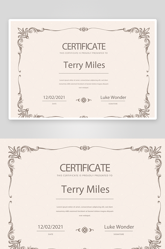 矢量花纹花边证书模板-众图网