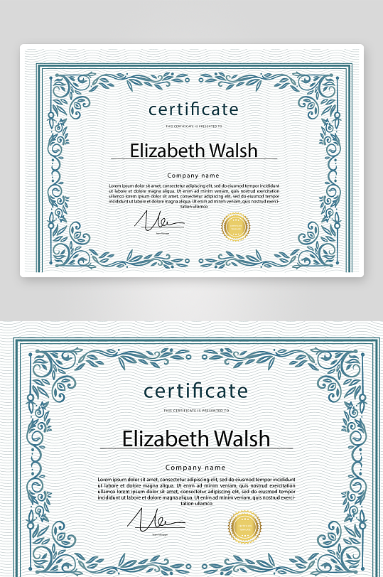 矢量花纹花边证书模板素材-众图网
