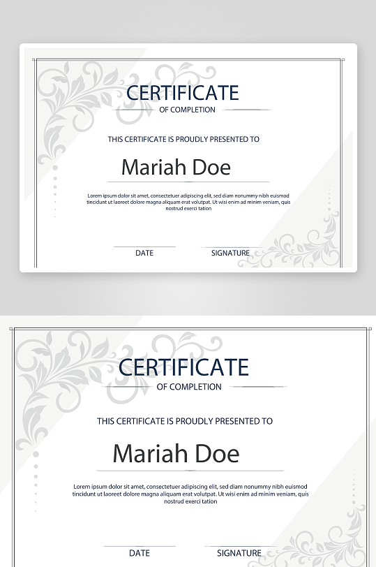 矢量花纹花边证书模板素材-众图网