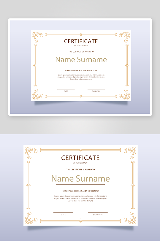 矢量花纹花边证书-众图网