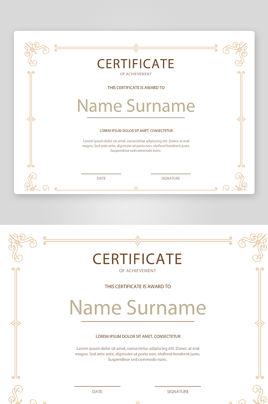 矢量花纹花边证书-众图网