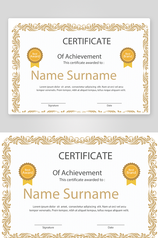 矢量花纹花边证书-众图网