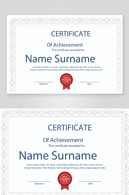 矢量花纹花边证书-众图网