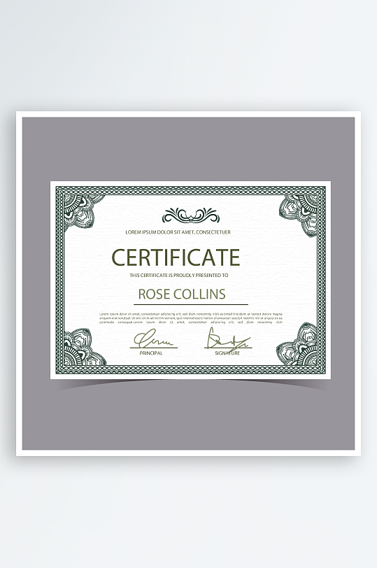 矢量花纹花边证书模板-众图网