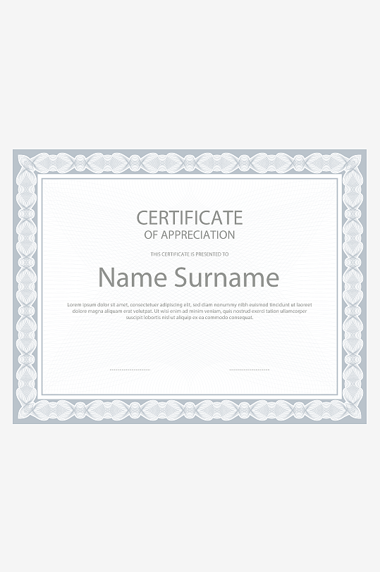 矢量花纹花边证书模板-众图网
